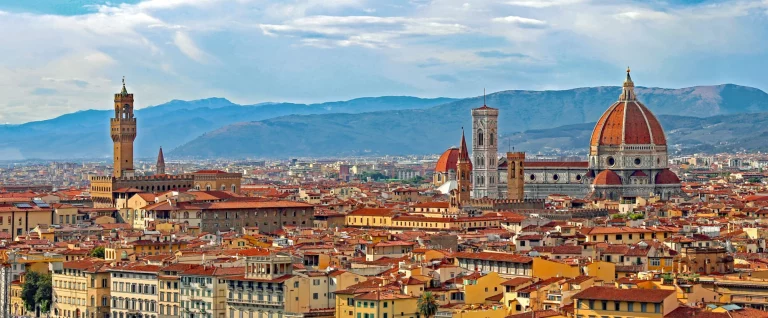 Florence Italy Panorama with Arno River Old Palace and the Big D